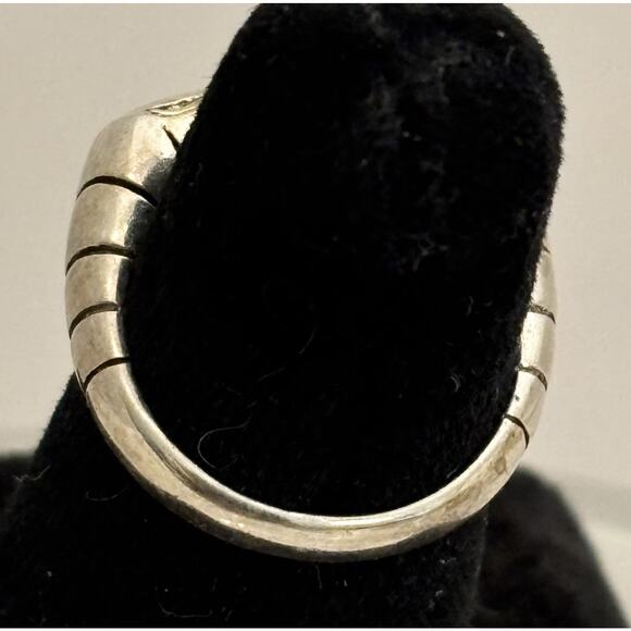 Asch Grossbardt 925/18K MOP/Turquoise/Malachite/Coral Inlay Ring Sz 6 - Picture 7 of 7